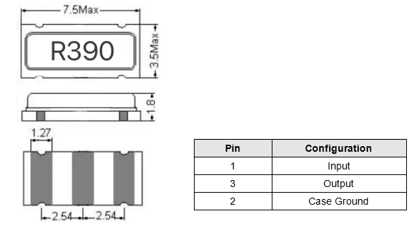 Surface Acoustic Wave Saw Resonators 389.925MHz To 390.075MHz