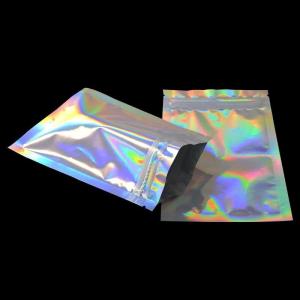 Hot stamp print holographic mylar bag smell proof Doypacks for makeup sponge