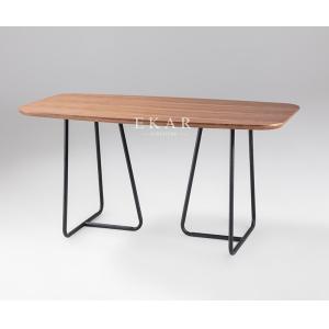 Modern Simple Metal Frame Rectangle Wood Dining Table