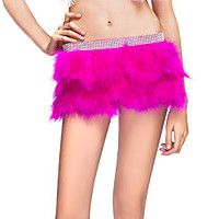 Cheap Double Layer Skirt / Fabulous Feather Mini Skirt With Rhinestones Waist Band for sale