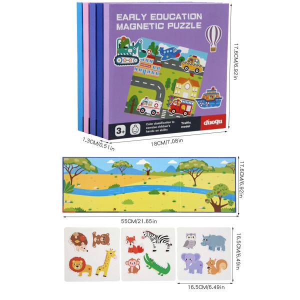 Magnetic Puzzle Book for Early Education Educational Toys with Scenes