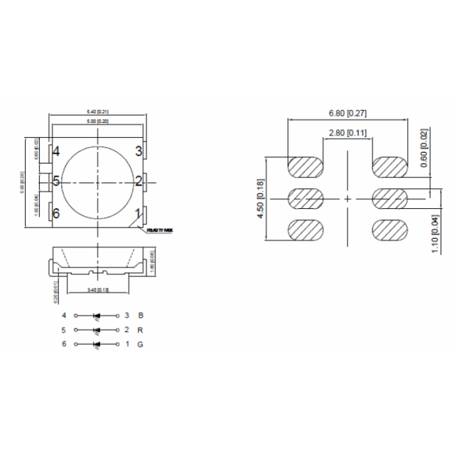 Ultra Bright Diffused 5050 RGB SMD LED Diode Full Color GRB Pin Setup 120deg For Blacklight