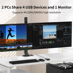 KVM Switch USB C Dual Monitor Output DisplayPort With 4 Ports USB 2.0 HUB