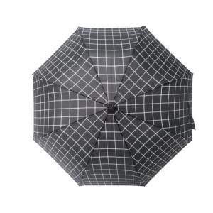 Strong 2 Folding Golf Umbrella Windproof Tartan Design With Crook PU Handle