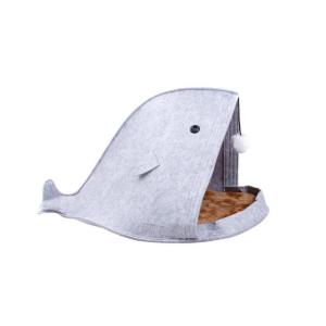 Silk Screen Wool Shark Shape Felt Pet Cave For Little Cat