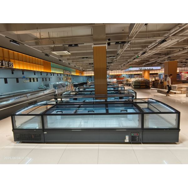 -22 Degree Frozen Fish Meat Display Merchandiser Plug-In Island Freezer For Supermarket
