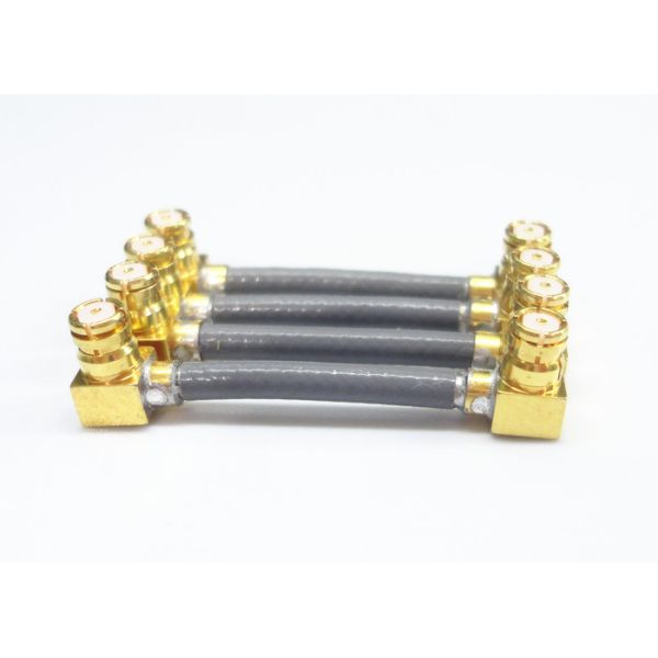 Custom Female Right Angle Coaxial Connector SMP Microwave Cables Assembly Diameter=0.5mm