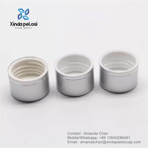 China custom Aluminum Silver PP Plastic Screw Cover Cap For Cosmetic Packing Bottle on sale