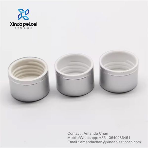 Quality custom Aluminum Silver PP Plastic Screw Cover Cap For Cosmetic Packing Bottle wholesale