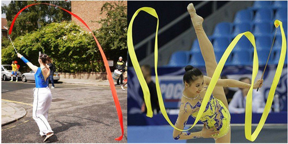 Colorful Rhythmic Gymnastics Ribbon , 6m Gym Dance Ribbon For Kids