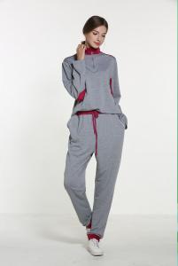 Cheap Polyester Spandex Grey Long Sleeve Pajama Set for sale