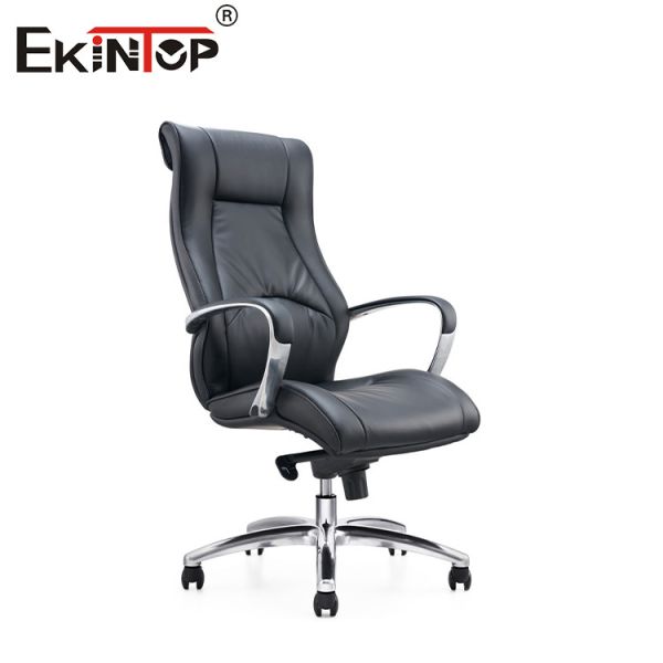 Quality High Swivel Black PU Leatherette Office Chair With Fixed Armrest wholesale