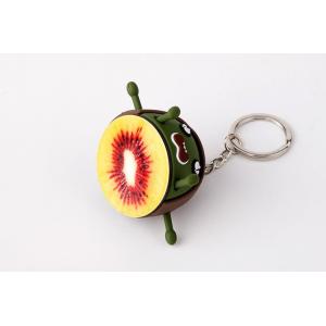Custom Promotional Soft PVC Rubber Kiwi Fruit Miniature Key Chain Ring Attached