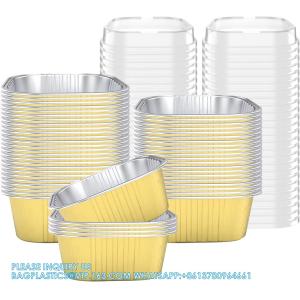 10 Oz Baking Cups Aluminum Foil Cupcake Cups With Lids Square 300ml Cake Pan For