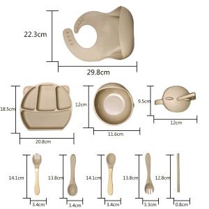 Baby Feeding Silicone Bib And Bowl Set Food Grade With Forks And Spoons