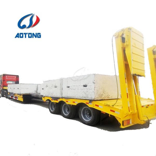 Quality 60ton 70ton 80tons Lowbed Semi Detachable Lowboy Trailer with Duel Line Brake System wholesale