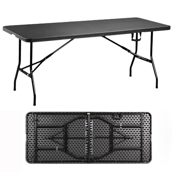 Foldable Outdoor Banquet Table Portable Camping Furniture with Imitated Rattan