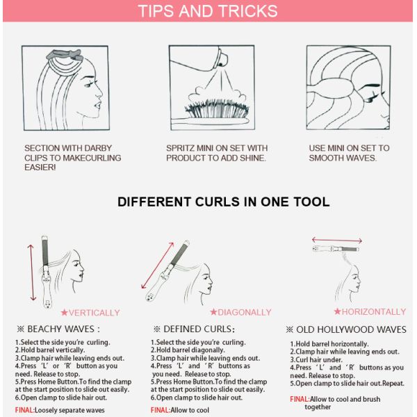 Deep Wave Ceramic Auto Rotating Hair Curler Fast Heating Ptc