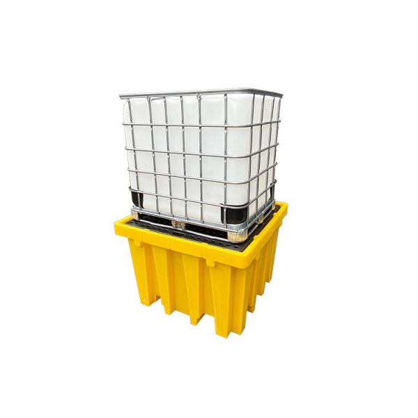 Yellow Base IBC Pallet With Drain Plug Durable Reliable Bulk Storage Solution