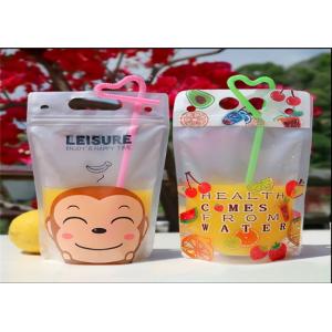 Juice Drink Stand Up Bags Custom Printing CMYK Color FDA Certificate With Handle