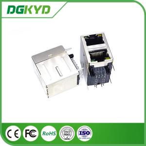100 Base - T Stacked 2 Port Rj45 Jack Module With Magnetic Right Angle Ethernet