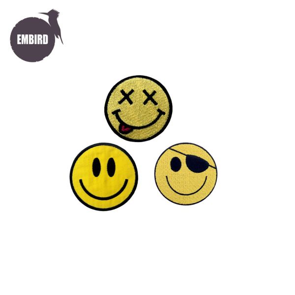 Quality Washable Smiley Face Custom Embroider Patch For Cartoon Hooide Child wholesale