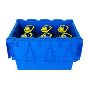 China Storage and Shipping Stackable Container Moving Turnover Plastic Crate with Lid on sale