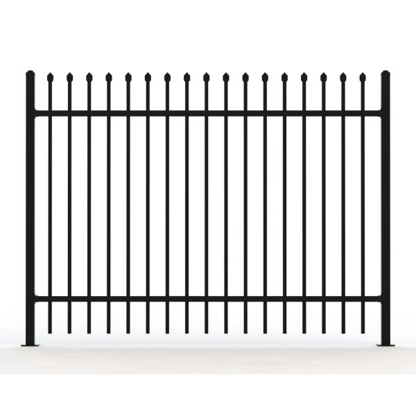 Pressed Spear Top Security Steel Fencing with Punched Tube Rails Garrison Security Fence Panels