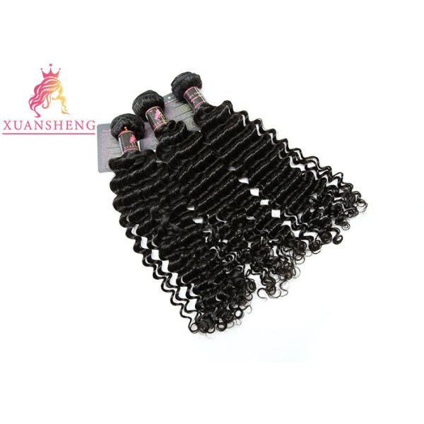 Quality Deep Wave Virgin Human Hair Extensions , Silky Virgin Unprocessed Peruvian Hair wholesale