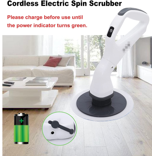 Rechargeable Cordless Electric Spin Scrubber With 4 Replaceable Brush Heads