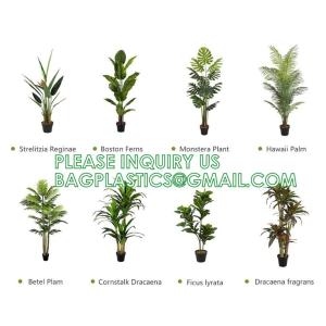 Artificial Plants Fake Banana Tree with Green Leaves in Plastic Pot Faux