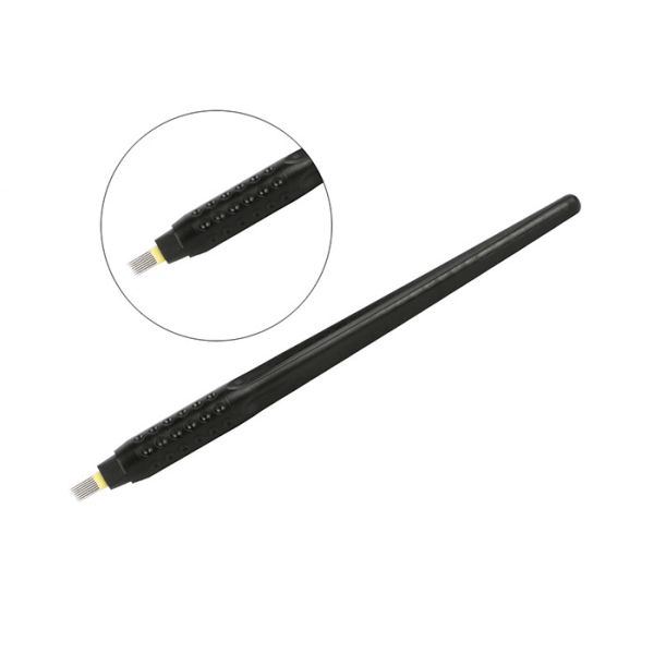 Black Big Head Manual Tattoo Pen With Sponge Cup / Cream Pigment