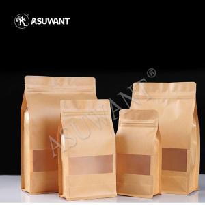 Durable Kraft Paper Stand Up Zipper Bag Gravure Printing With See Through Window