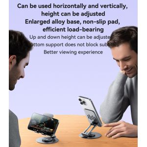 Foldable Aluminum Alloy Phone Holder with Adjustable Height and 360° Rotation