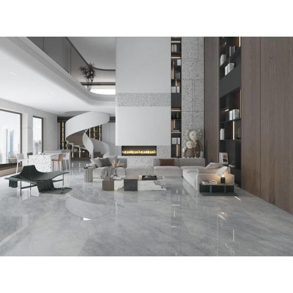 Gray Polished Glazed Porcelain Tile 1200x1200mm Indoor Floor Wall