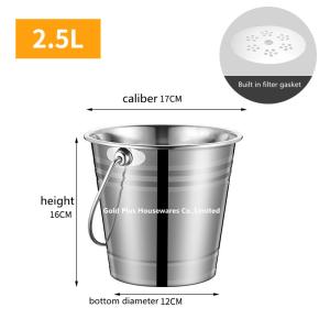 2.5L Bucket & cooler & holder type stainless steel mini ice bucket cheap steel