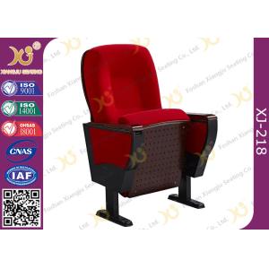 Solid Rubber Wood Armrest Audience Seating Chairs Fire Retardant Fabric