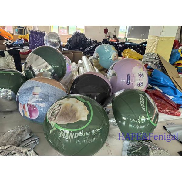 Customized Splicing Inflatable Advertising Mirror Ball Hung With Printed