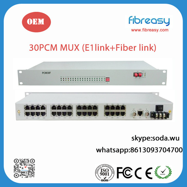 Quality 30PCM MUX with E1 link and optical link back up wholesale