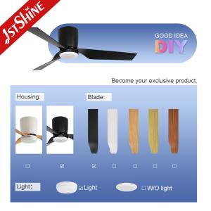DC Motor ABS Blade Black Modern Ceiling Fan Small And Low Profile