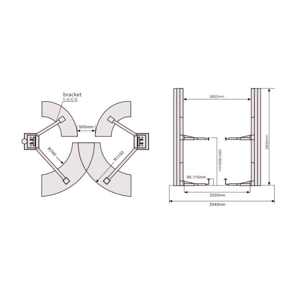 High Grade 2 Post Car Lifts 8 fold Column Two Post Auto Lift 4ton/1800mm