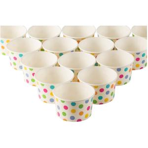 Party Supplies Rainbow Polka Dots Disposable Paper Ice Cream Cups With Lids
