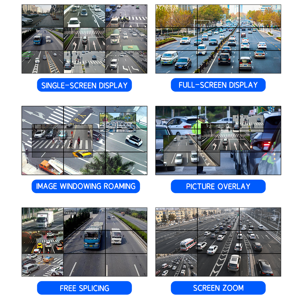 70mm W ×140mm D ×25mm H Multi-Screen Video Wall Processor with RS232/RS485/TTL