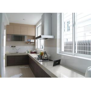 High Gloss Lacquer MDF Kitchen Cabinets Blum / Dtc Hardware With Countertop Sink