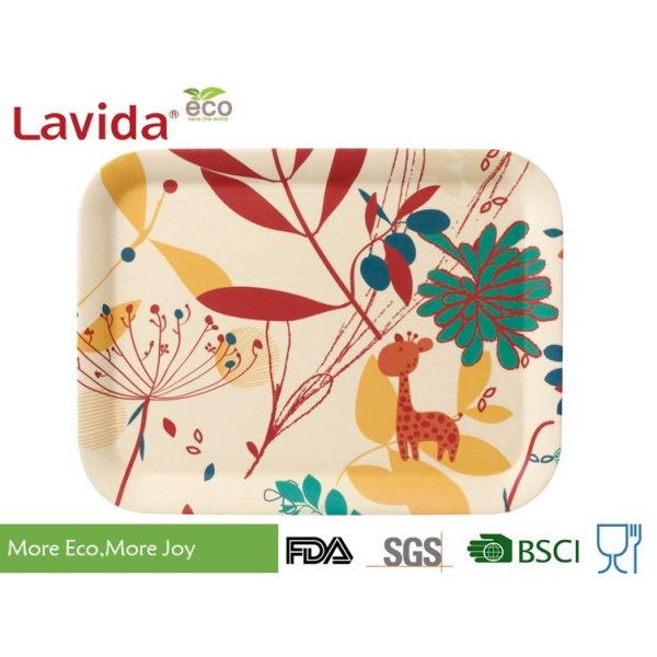 Colorful Biodegradable Bamboo Fiber Tray , Melamine Rectangular Tray For