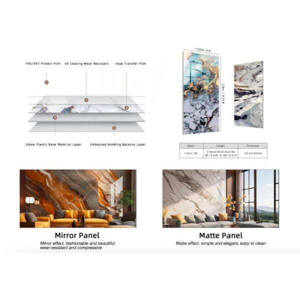 Waterproof Pvc Solid Uv Marble Sheets For Wall Decorative 1220х2440х3mm