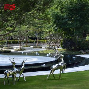 Stainless Steel Park Landscape Sculpture with Custom Deer Shape and Print Method