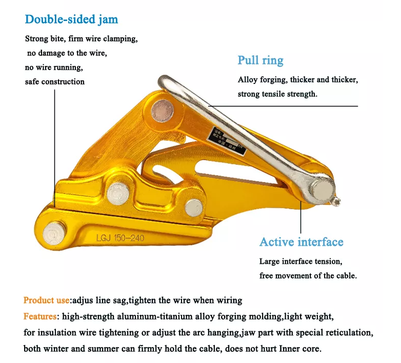 7KN Rated Load SKL-7 Aluminum Alloy Wire Grip with 14mm Max Opening