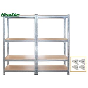 Double Pack Boltless Warehouse Shelving , Bolt Free 4 Shelf Metal Storage Rack