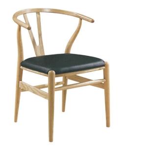 China European style elegant Y back aluminium or solid wood chair with black cover on sale
